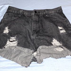 SHEIN large black ripped jean shorts